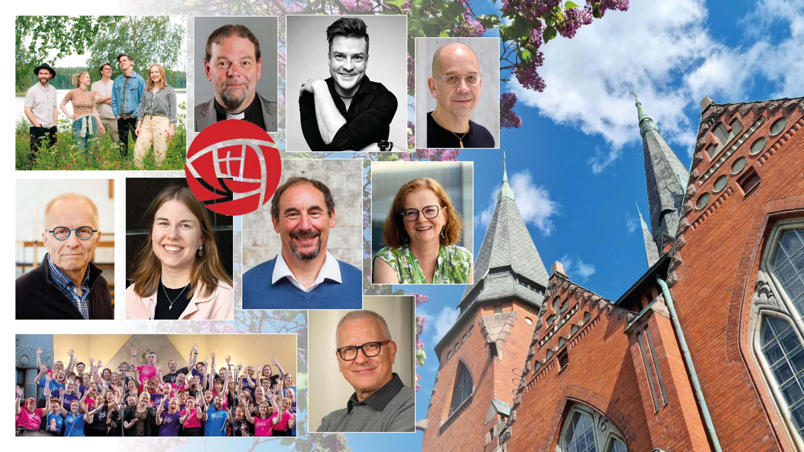 A photo collage of people.