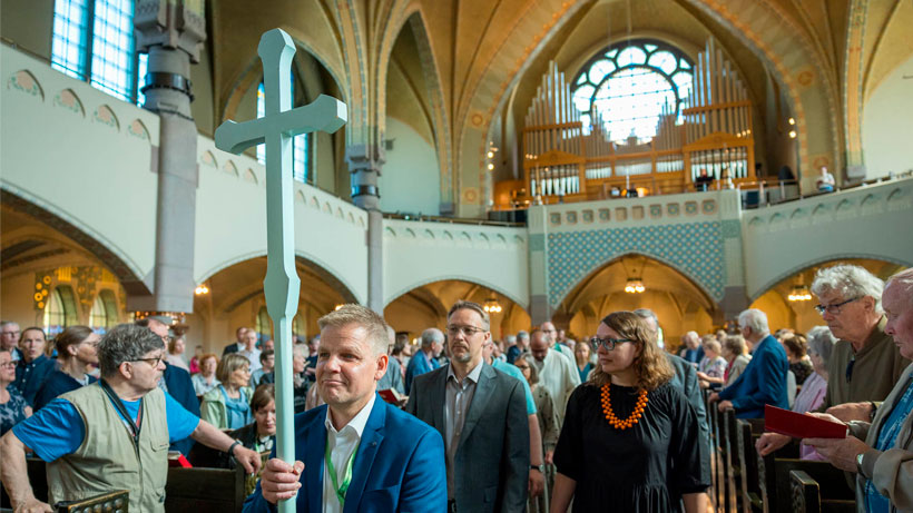 People in a church.